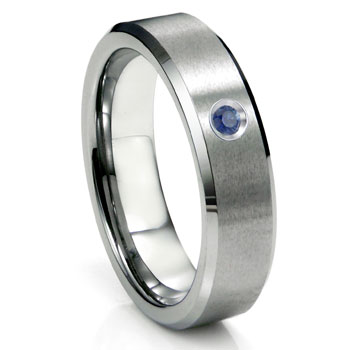 tungsten ring diamond carbide rings finish beveled satin mens bands sapphire titaniumkay kay