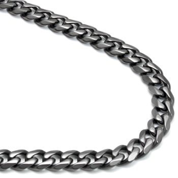 Gunmetal Grey Titanium 7mm Curb Necklace Chain