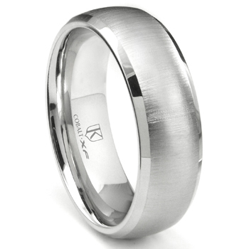 Cobalt XF Chrome 8MM Satin Finish Dome Wedding Band Ring w