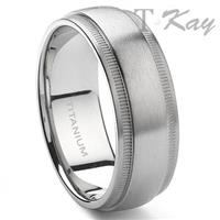 CAMMI Titanium 8mm Milgrain Wedding Band Ring