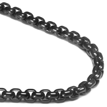 Black Titanium 7MM Box Link Necklace Chain