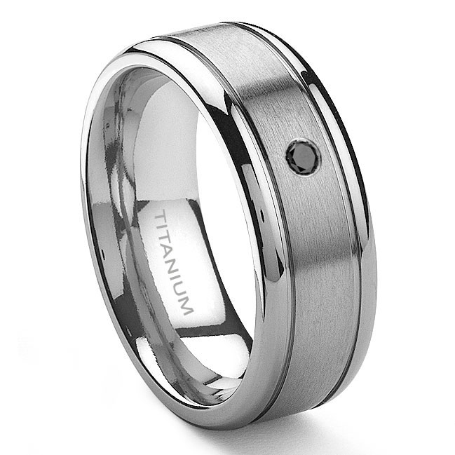 Titanium 8mm Solitaire Black Diamond Newport Wedding Ring